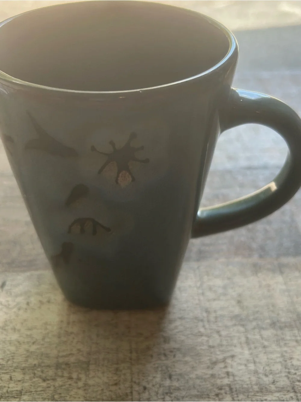 Pier 1 Grey Ceramic Mug with Subtle Gold Accents